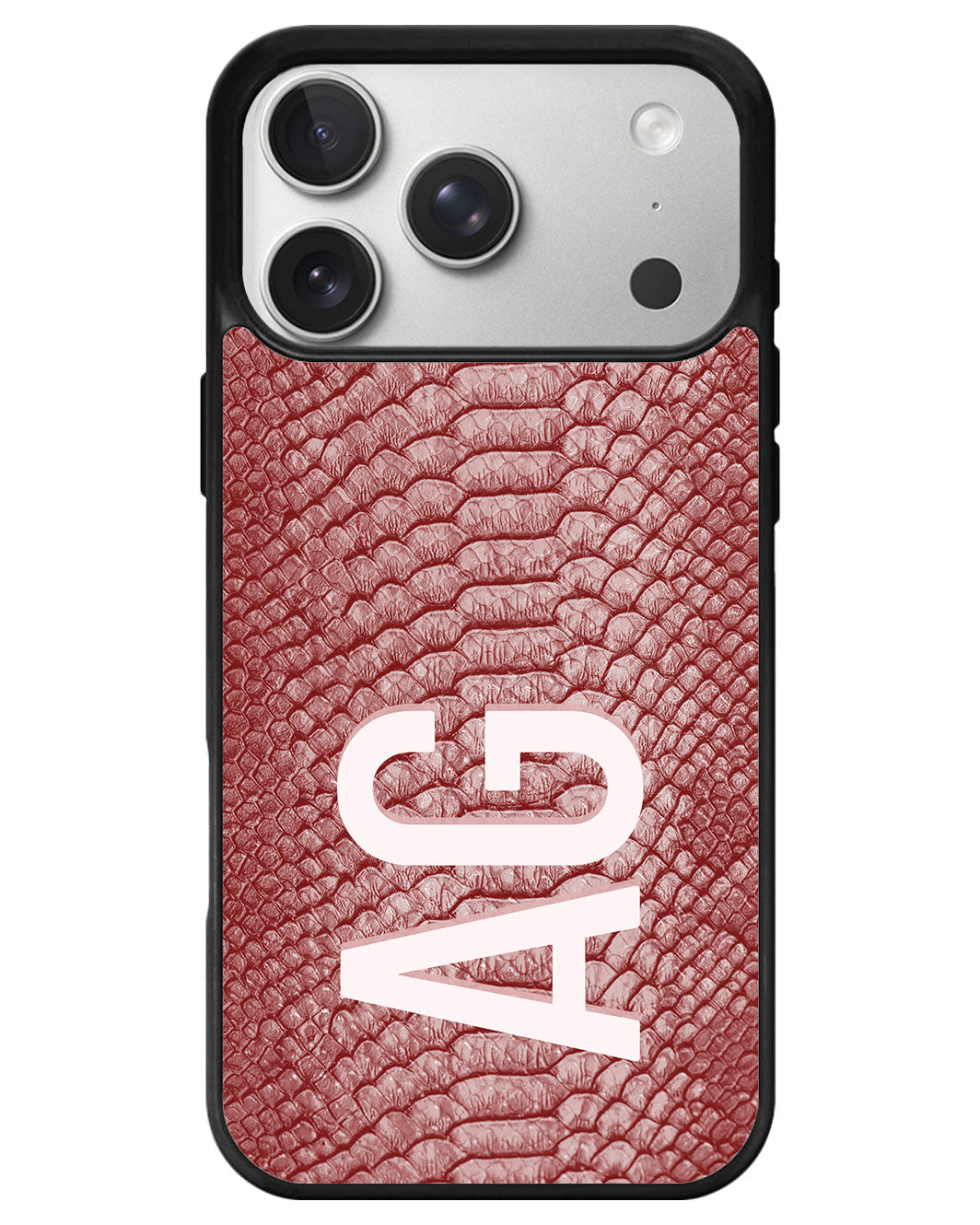 iPhone Premium Glam Case - Burgundy Serpentine