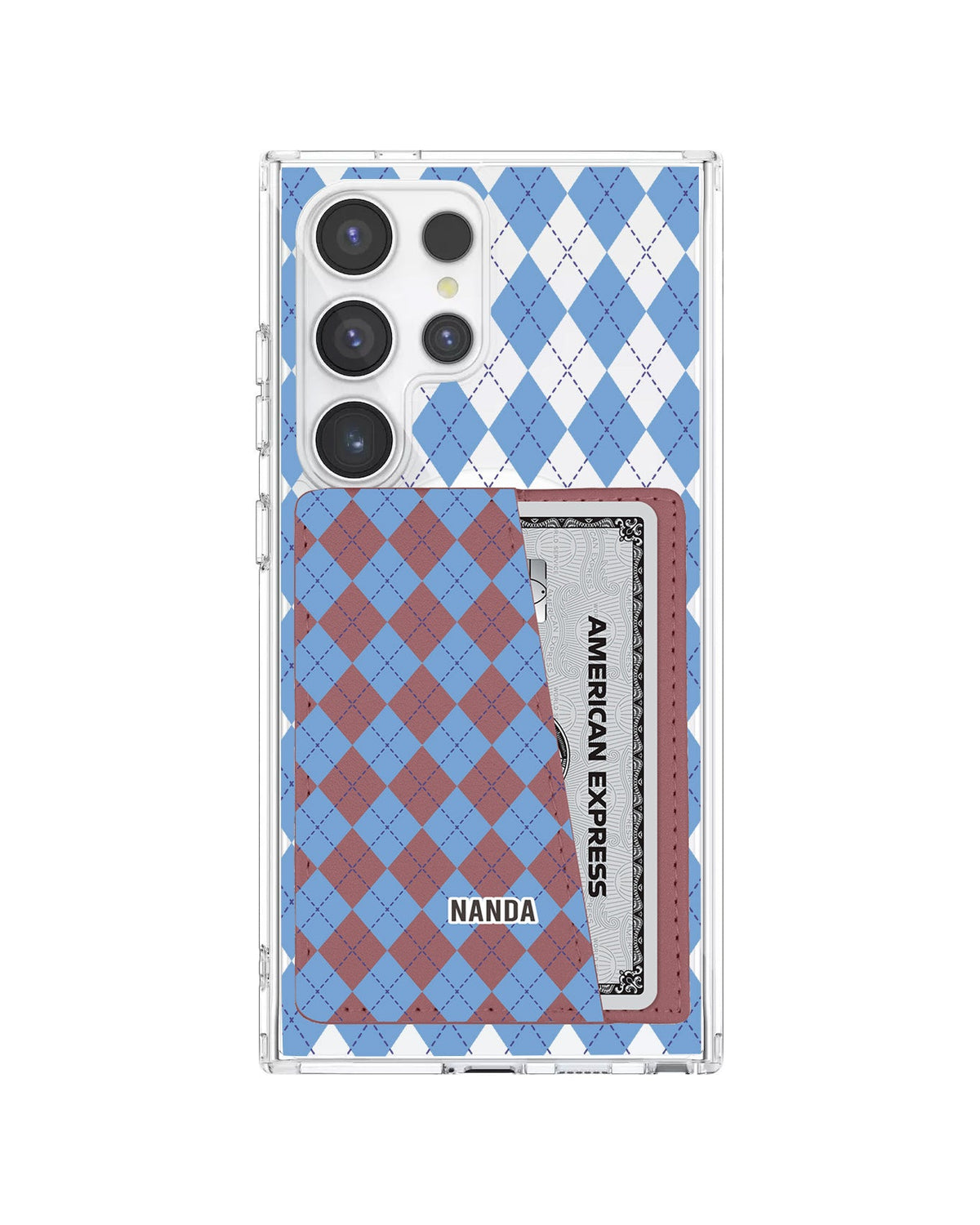 Android Leather Wallet Case - Winter Argyle