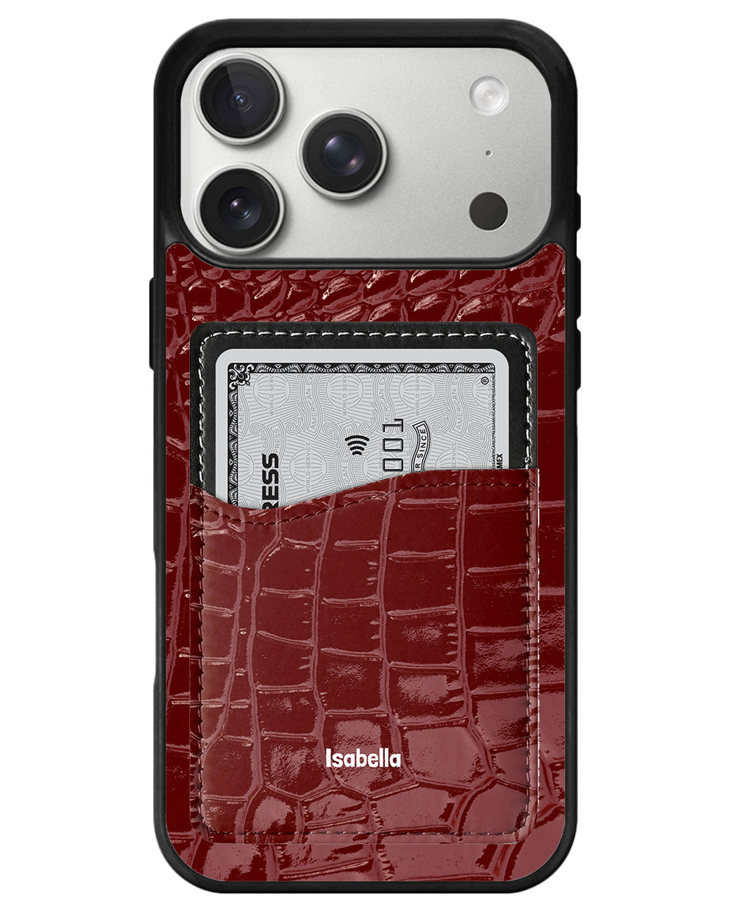 iPhone Phone Wallet Case - Crimson croc