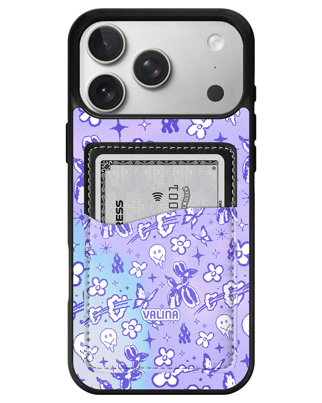 iPhone Phone Wallet Case - Purple glitch