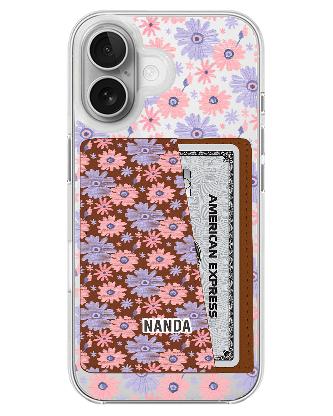 iPhone Leather Wallet Case - Lilac Meadow