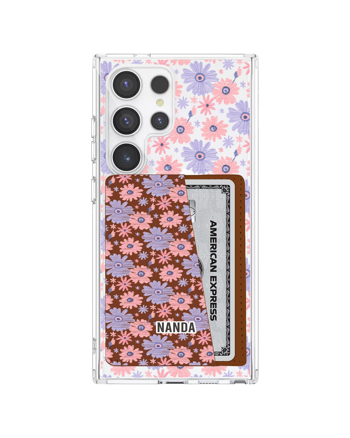 Android Leather Wallet Case - Lilac Meadow