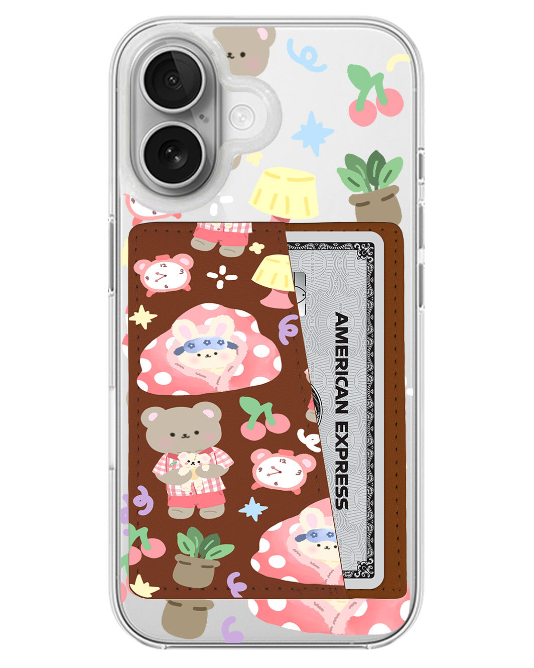 iPhone Leather Wallet Case - Pyjamas Teddy