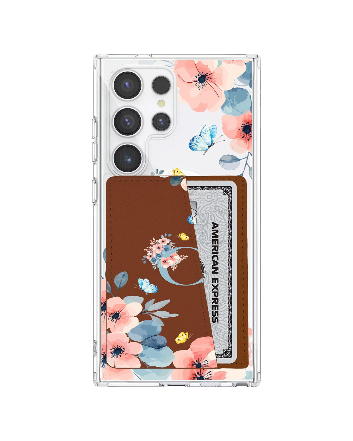 Android Leather Wallet Case - Flower Blue