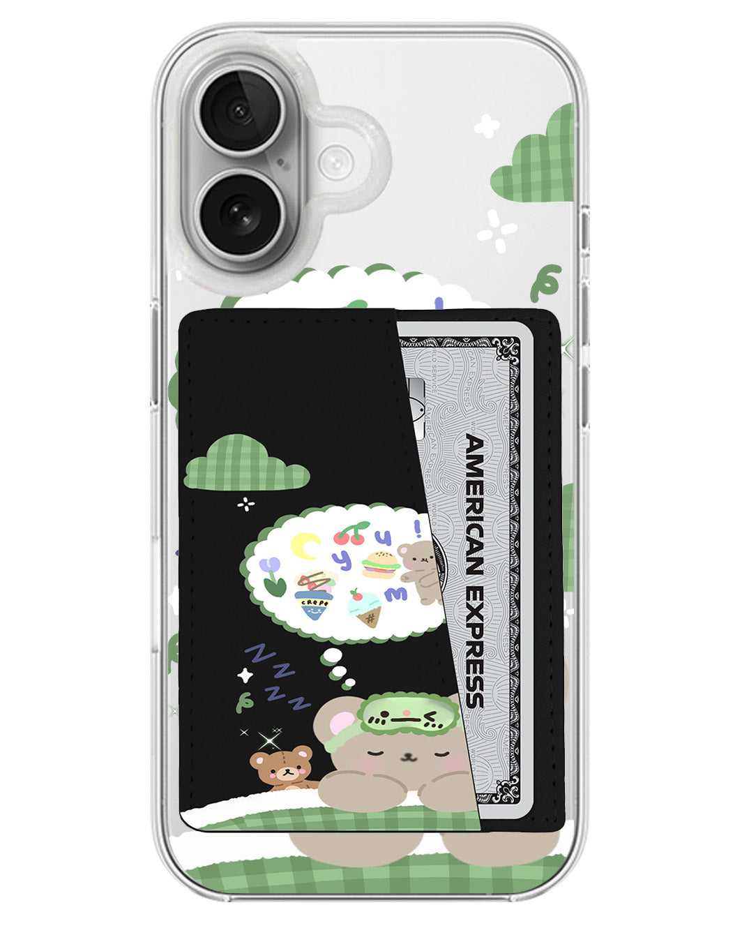 iPhone Leather Wallet Case - Dreaming Teddy