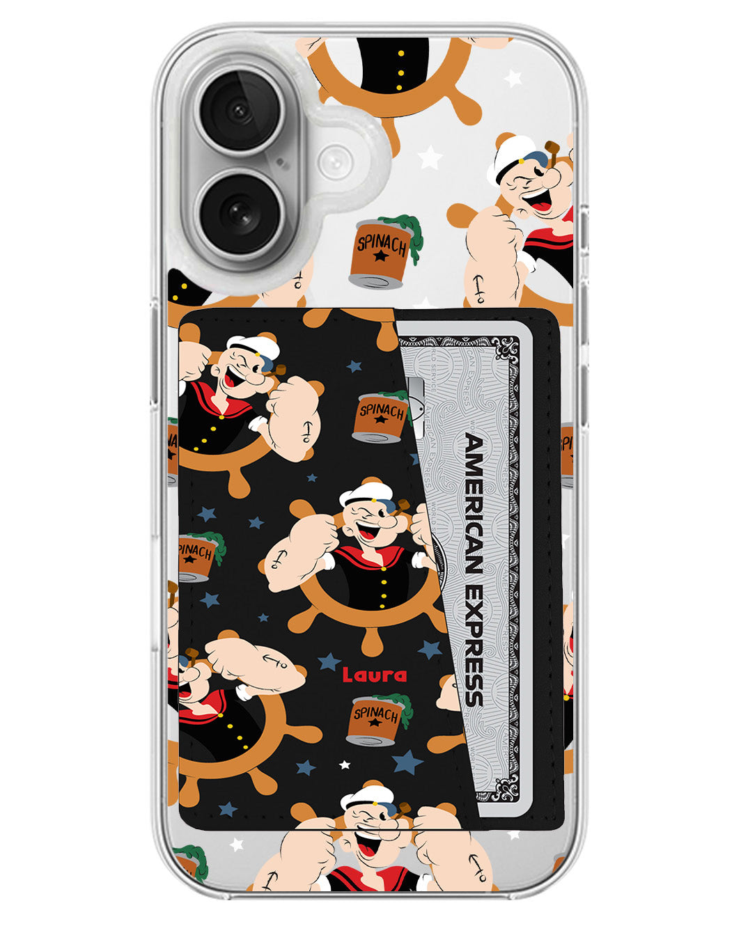 iPhone Leather Wallet Case - Popeye Pattern