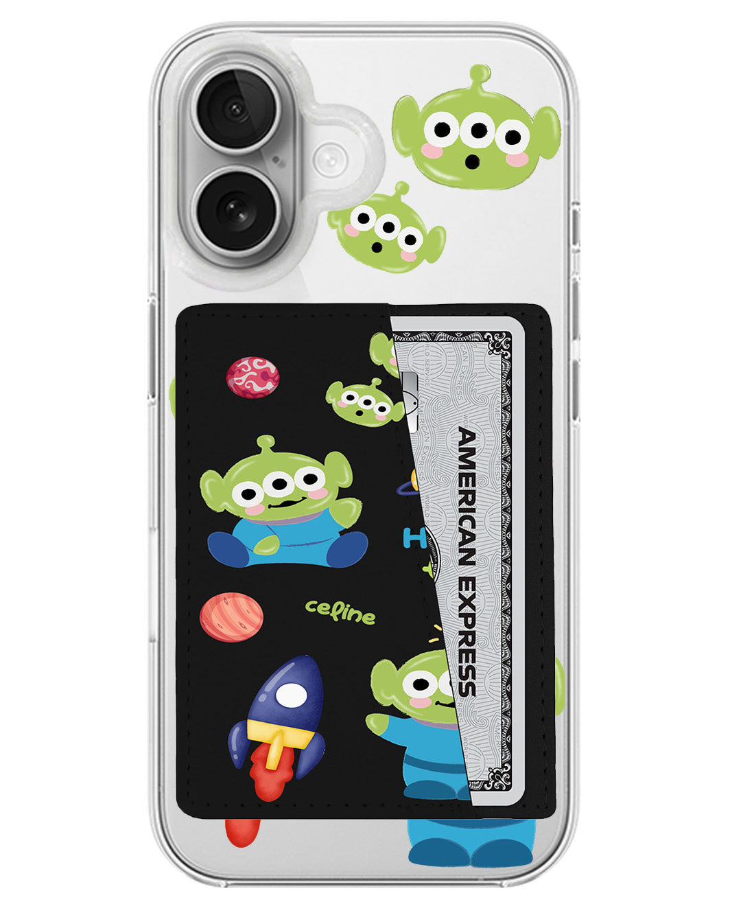 iPhone Leather Wallet Case - Little Green Men