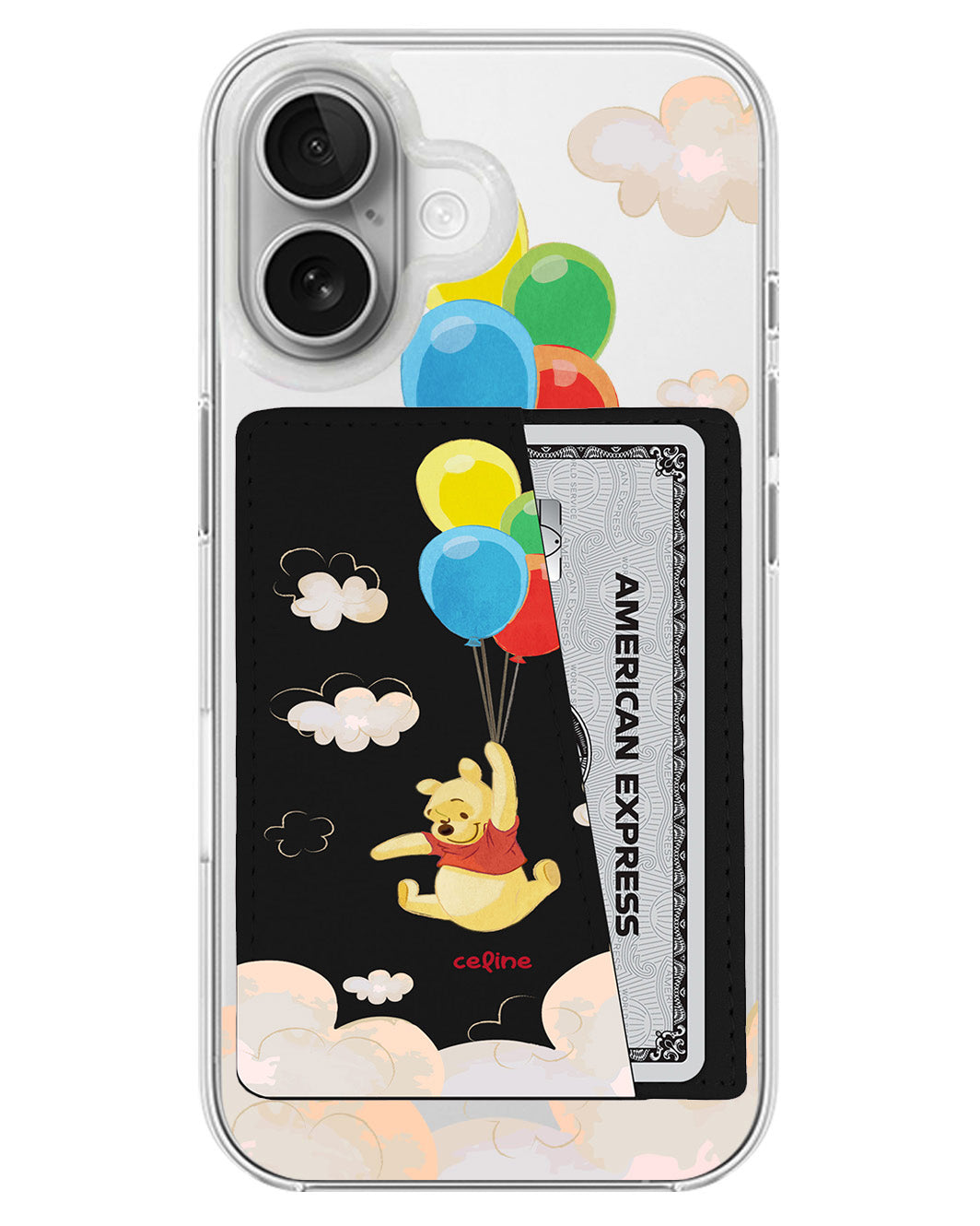 iPhone Leather Wallet Case - Balloon Pooh