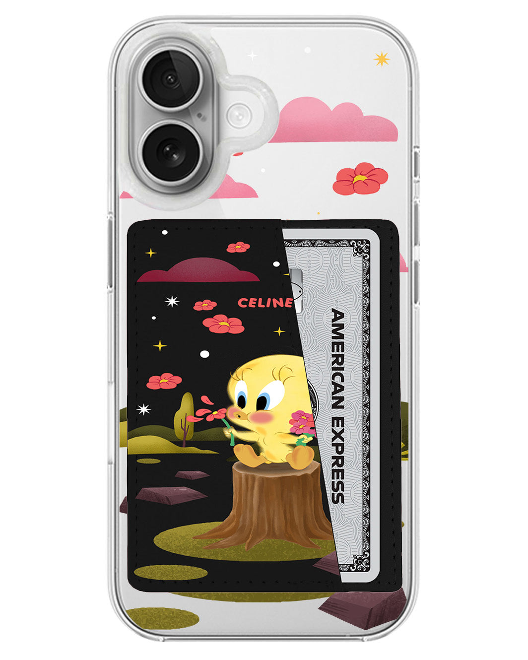iPhone Leather Wallet Case - Tweety Flower