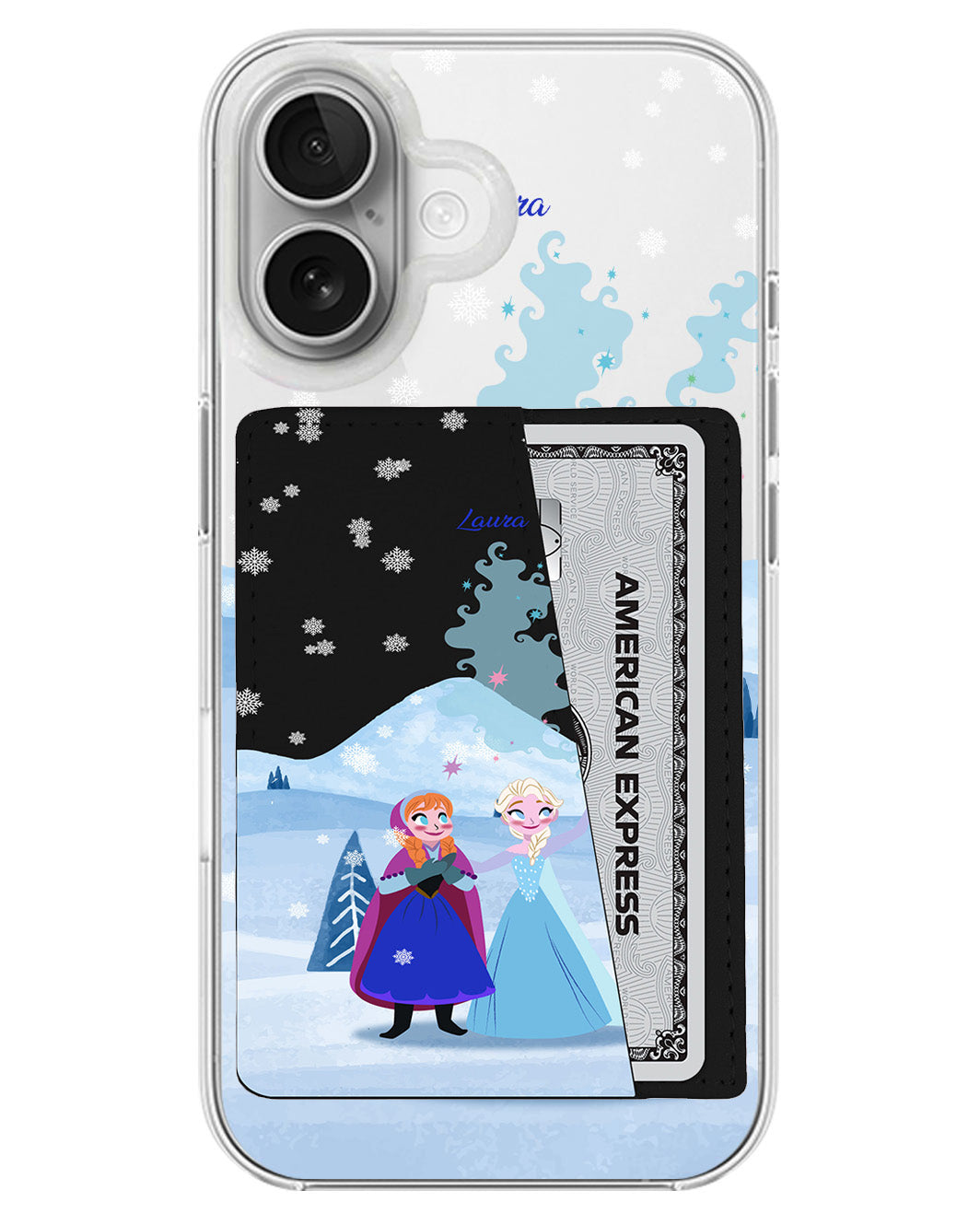iPhone Leather Wallet Case - Elsa And Anna