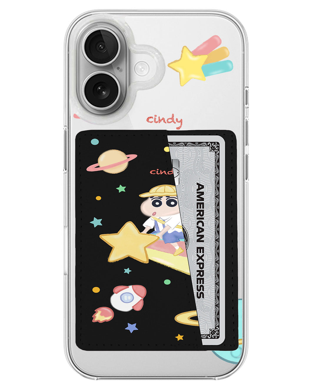 iPhone Leather Wallet Case - Shinchan Sky