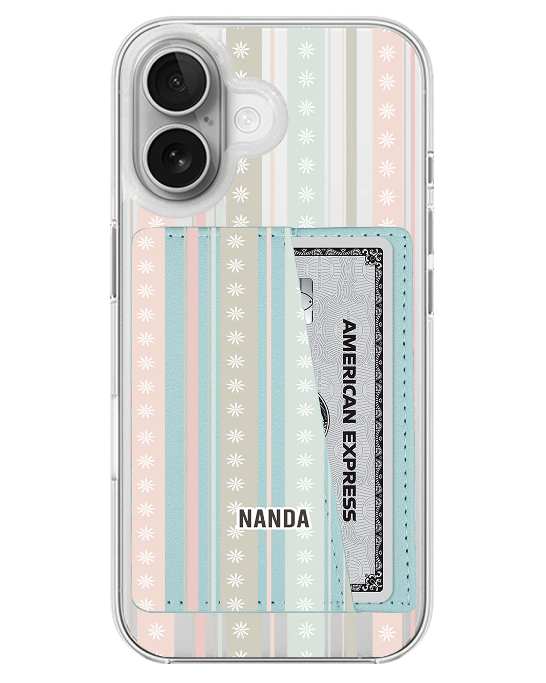 iPhone Leather Wallet Case - Soft Bloom Stripes
