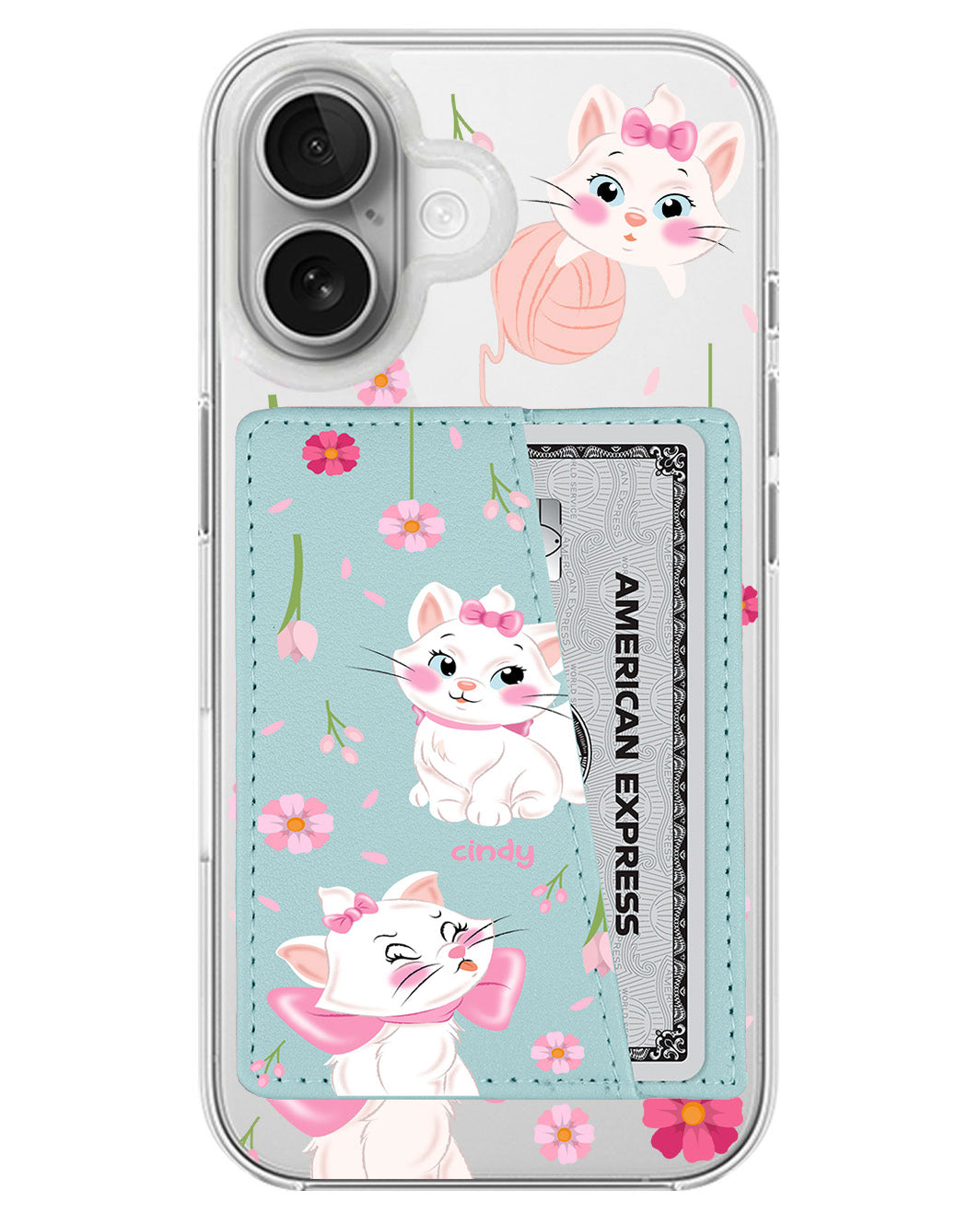 iPhone Leather Wallet Case - Marrie Cat Flower