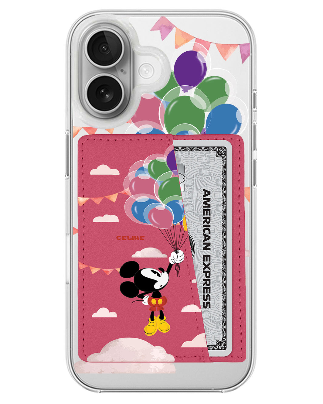 iPhone Leather Wallet Case - Mickey Balloon