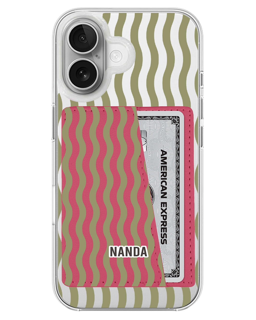 iPhone Leather Wallet Case - Green Ripple