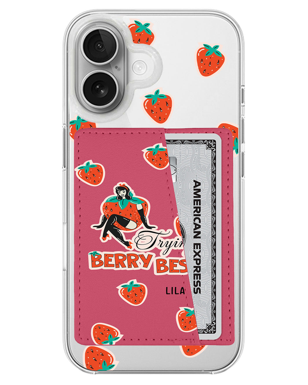 iPhone Leather Wallet Case - Trying My Berry Best