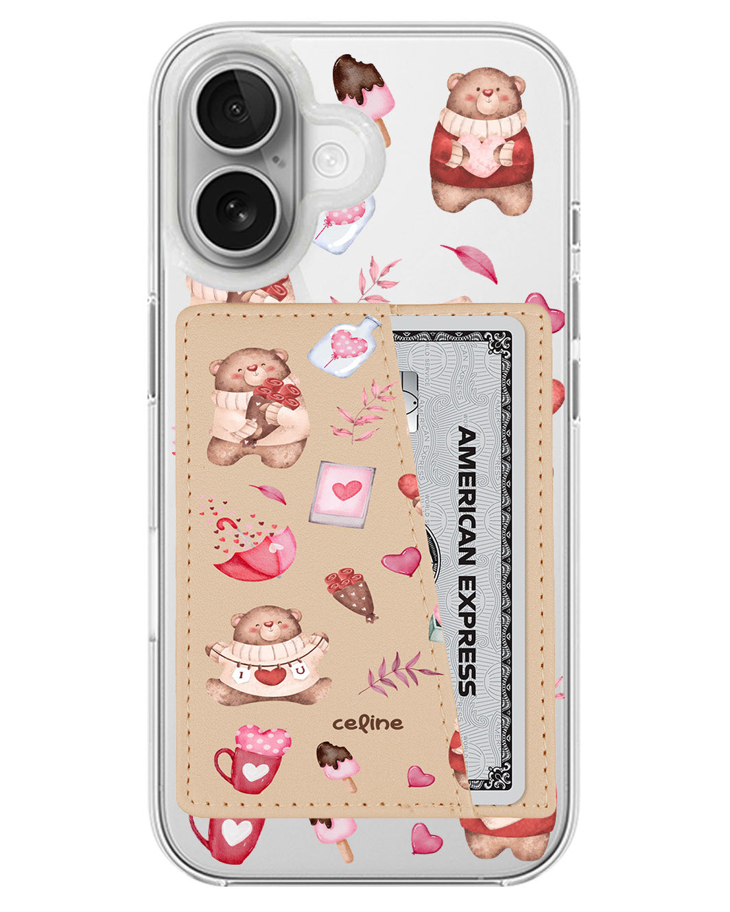 iPhone Leather Wallet Case - Valentine With My Bear