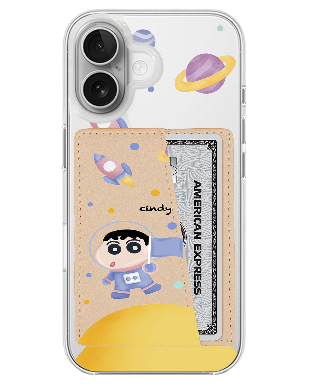 iPhone Leather Wallet Case - Shincan In The moon