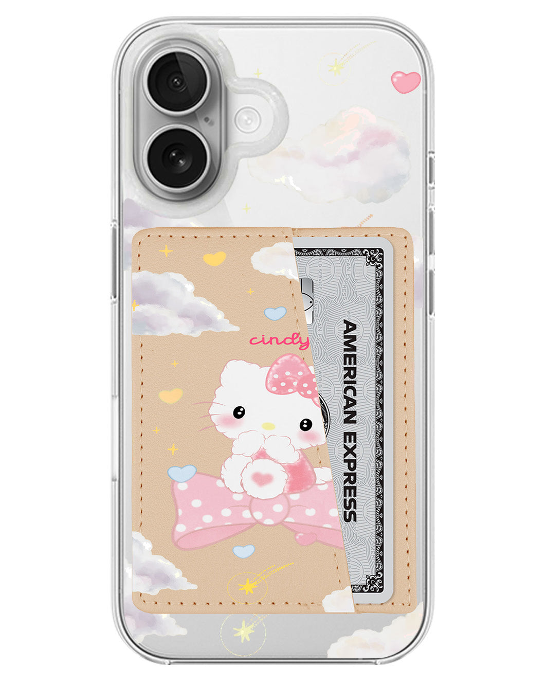 iPhone Leather Wallet Case - Cute Kitty