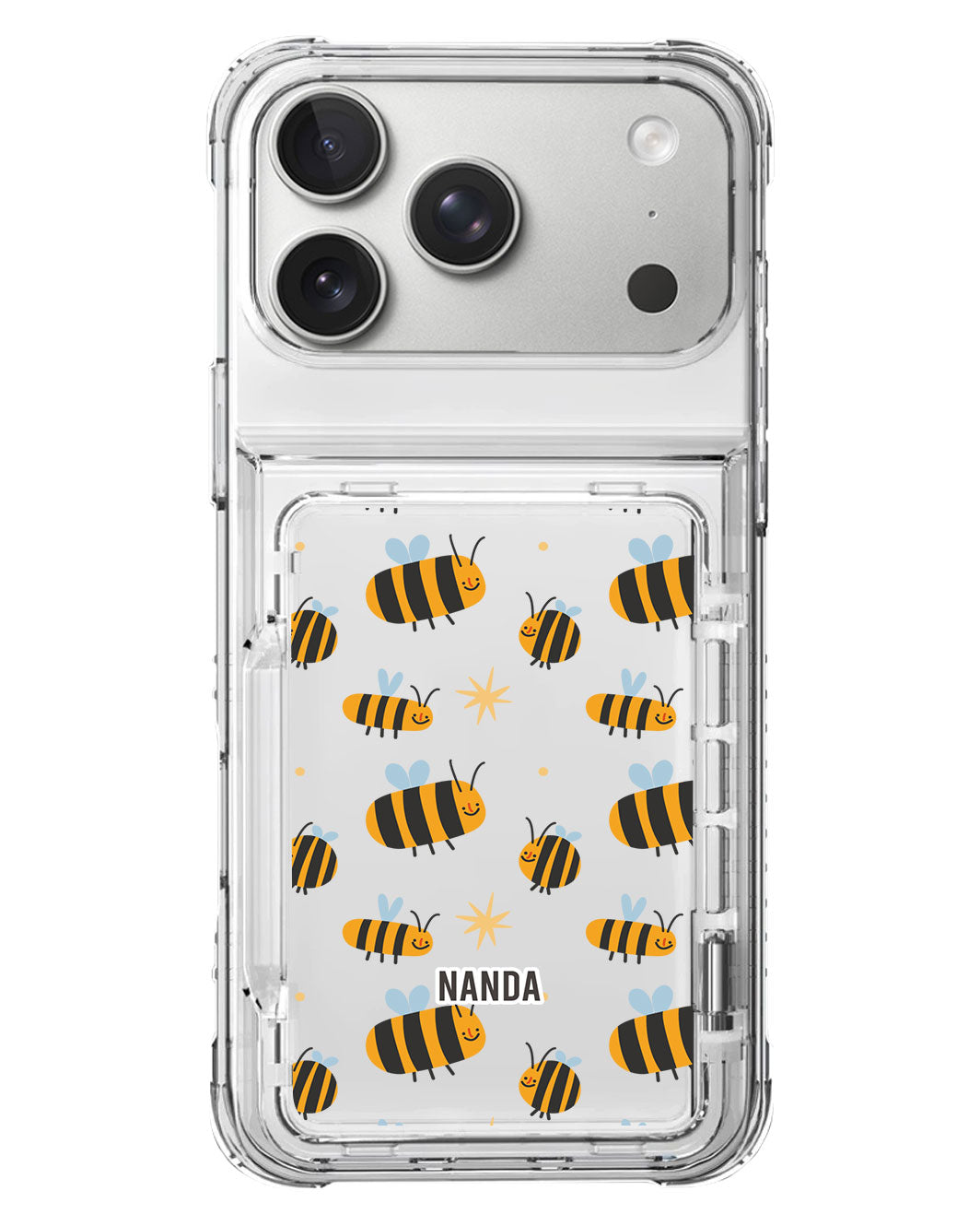 iPhone Crystal Wallet Standing Case - Bee Happy