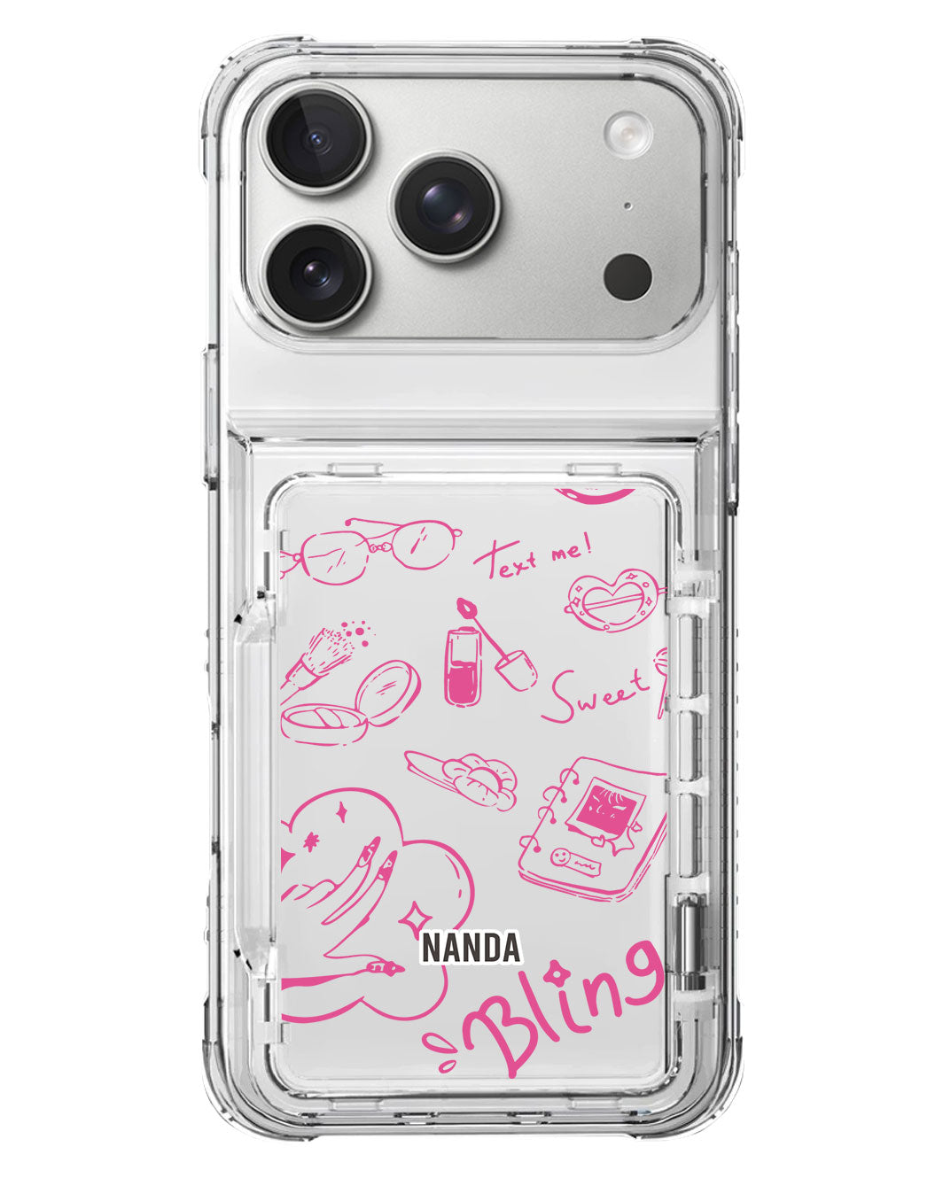 iPhone Crystal Wallet Standing Case - Girly Notes