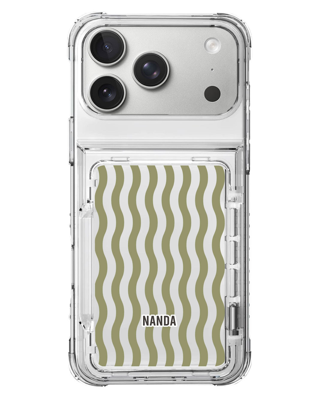 iPhone Crystal Wallet Standing Case - Green Ripple