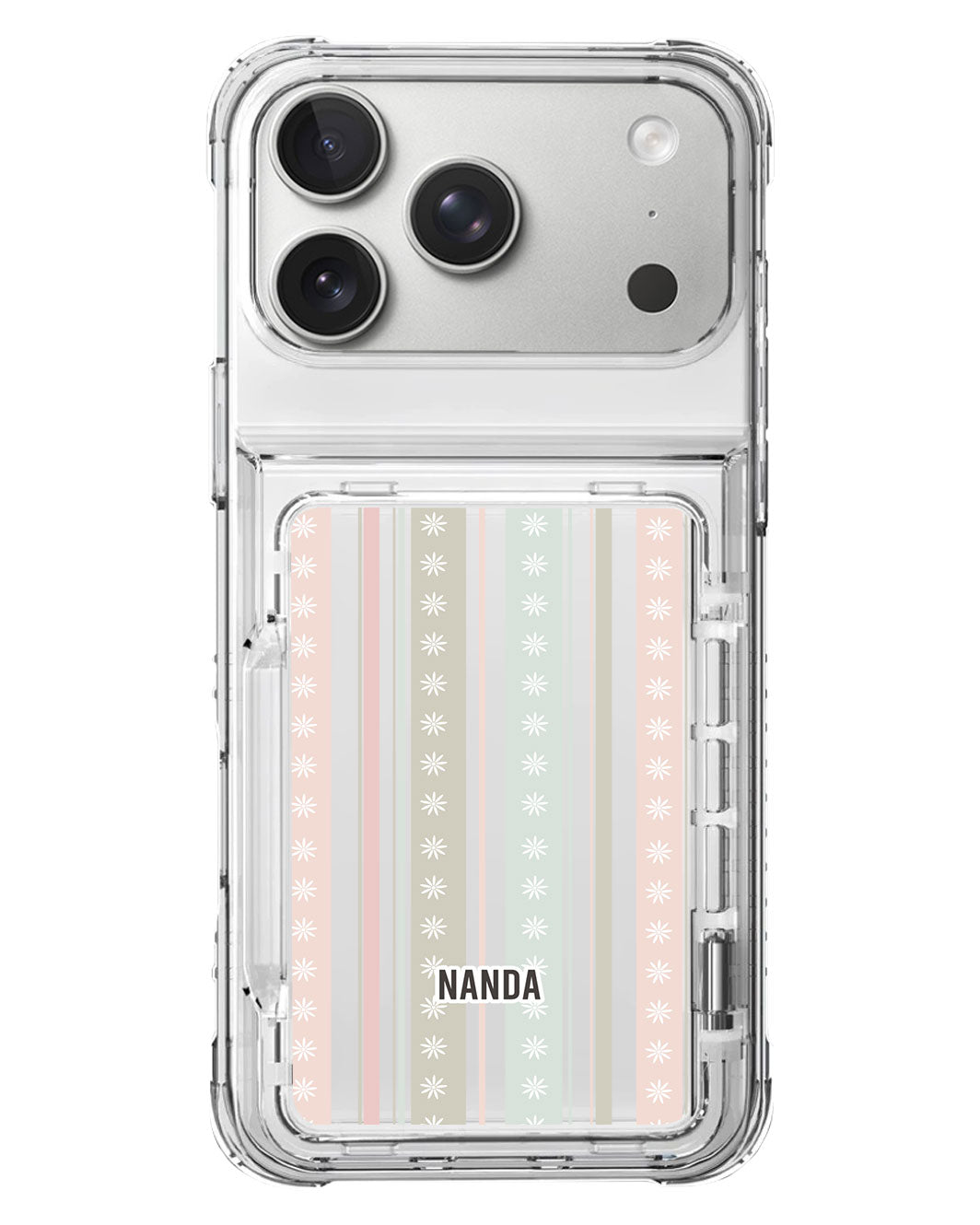 iPhone Crystal Wallet Standing Case - Soft Bloom Stripes