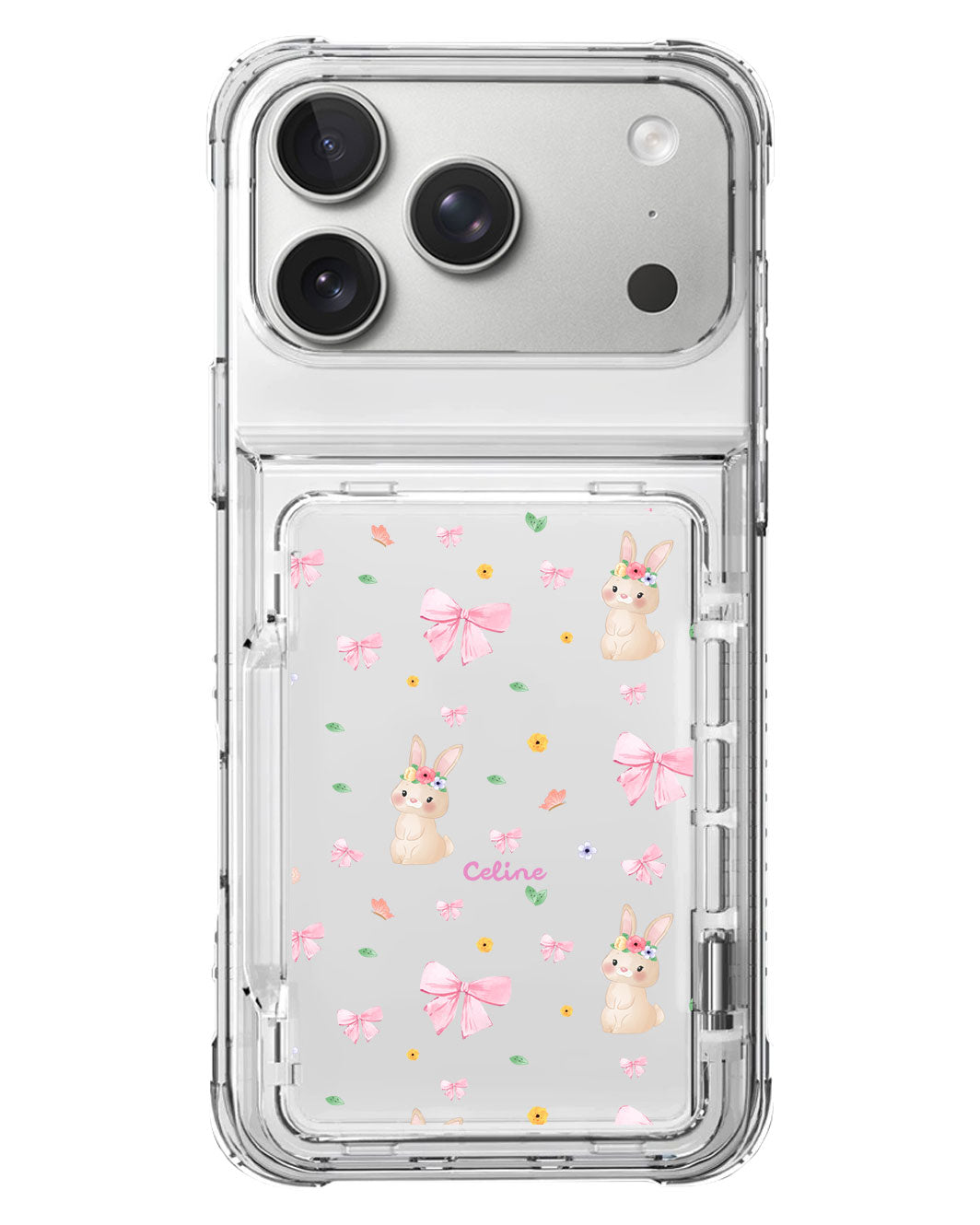 iPhone Crystal Wallet Standing Case - Bunny Coquette