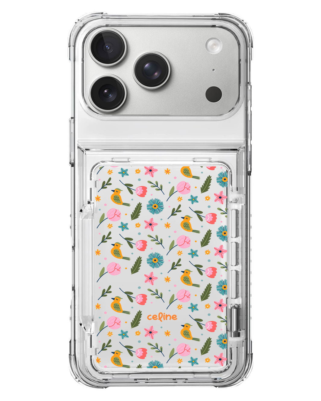 iPhone Crystal Wallet Standing Case - Flower Bird