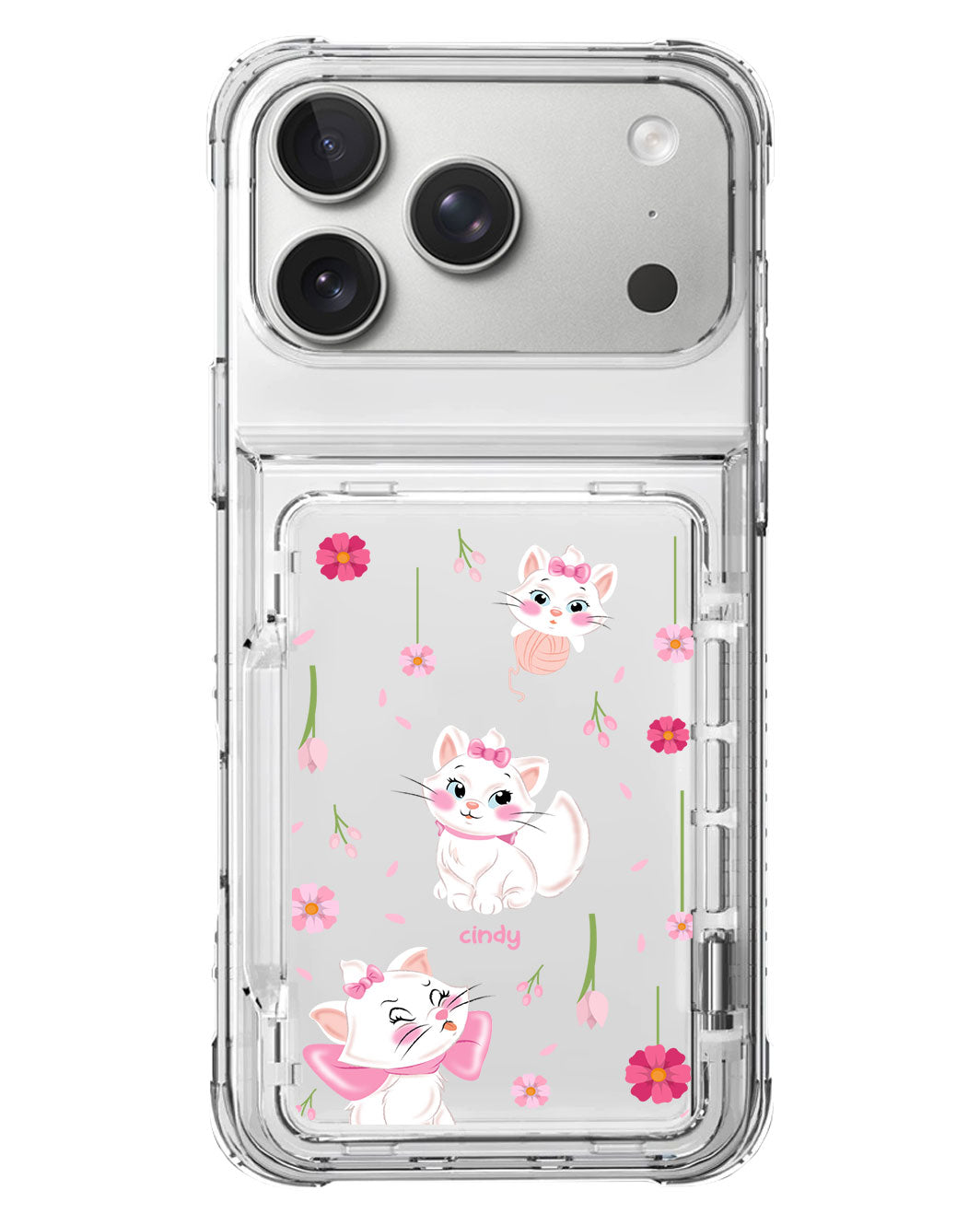 iPhone Crystal Wallet Standing Case - Marrie Cat Flower