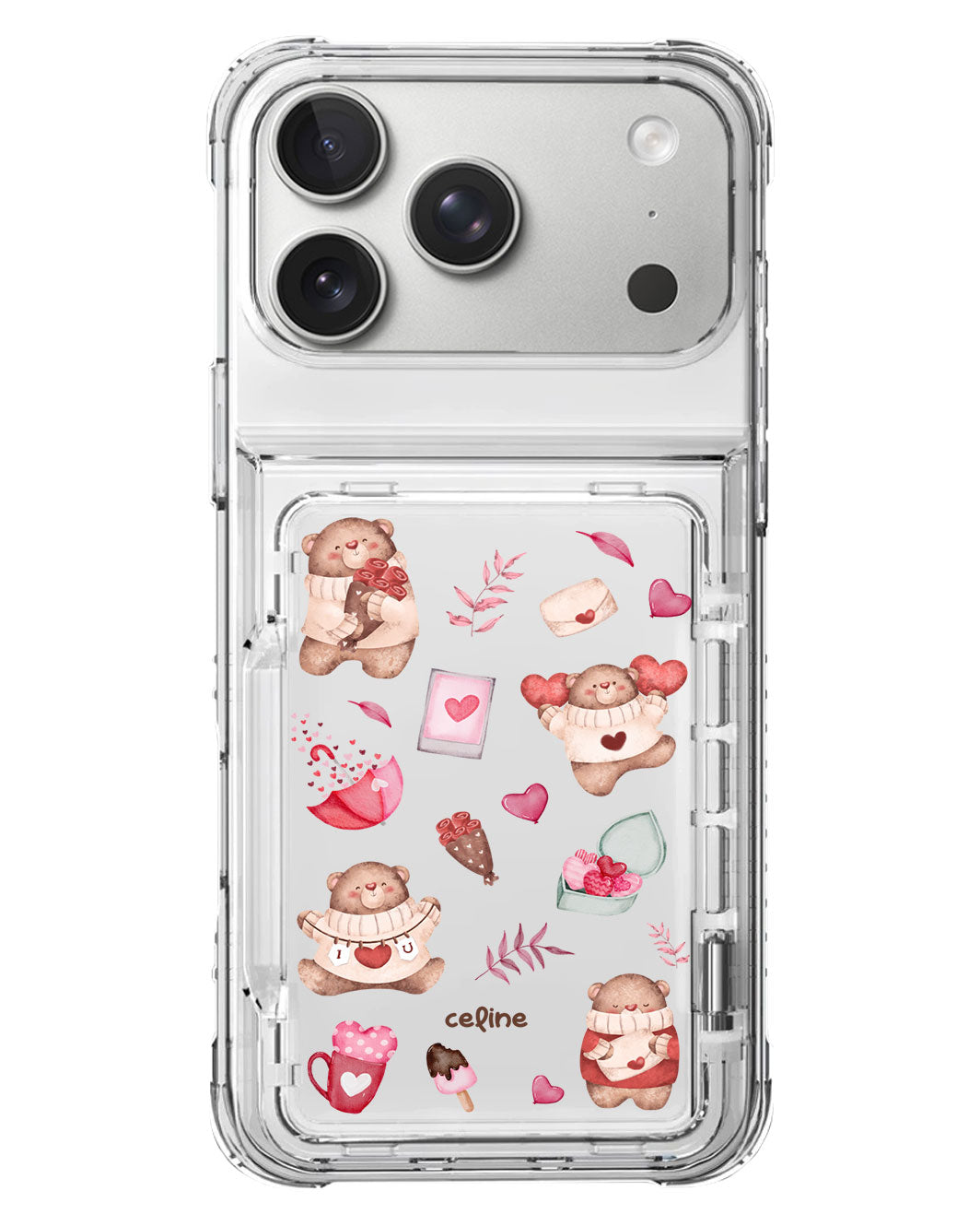 iPhone Crystal Wallet Standing Case - Valentine With My Bear
