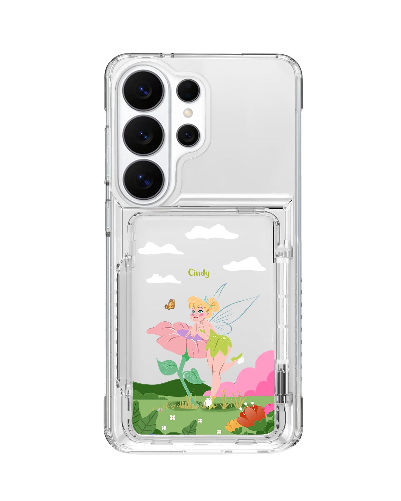 Android Crystal Wallet Standing Case - Tink Flower