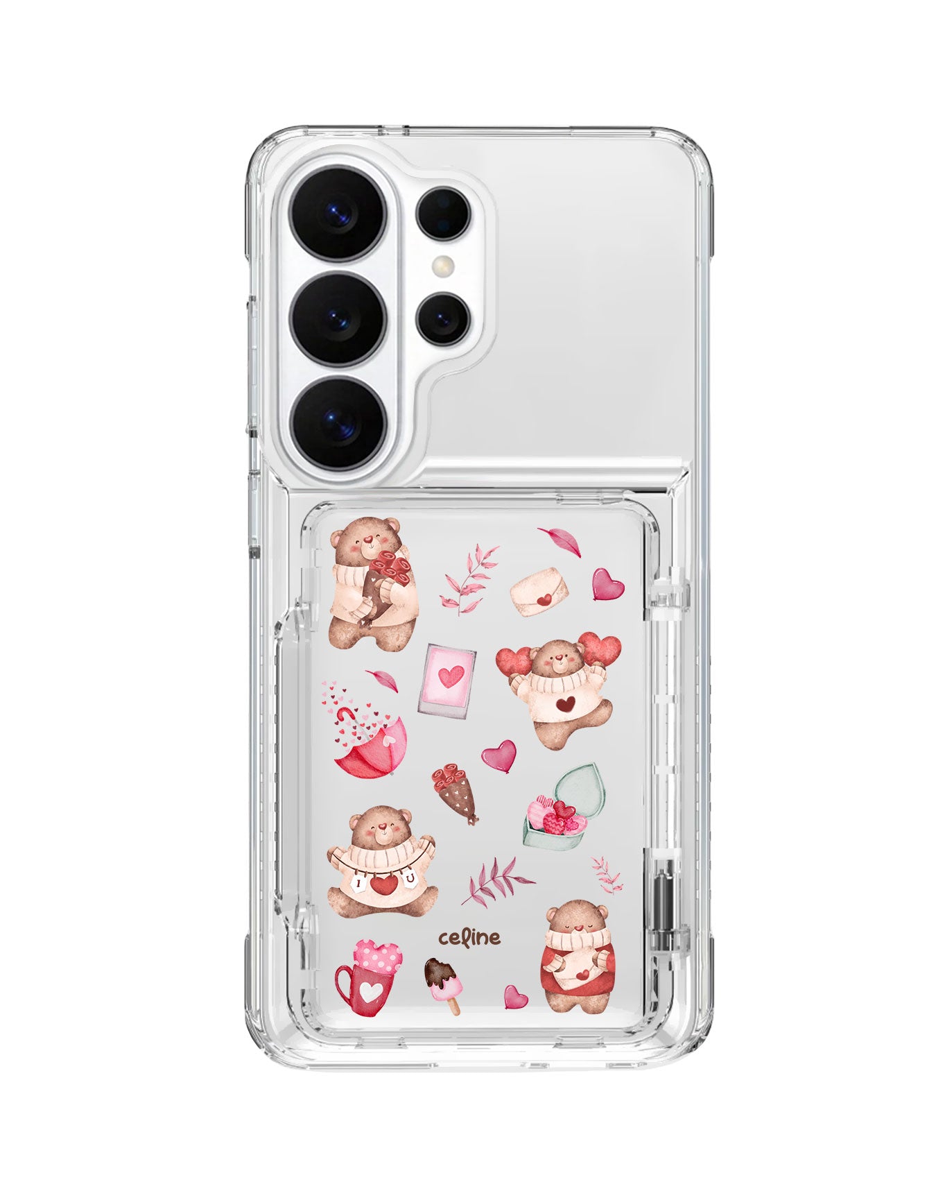 Android Crystal Wallet Standing Case - Valentine With My Bear
