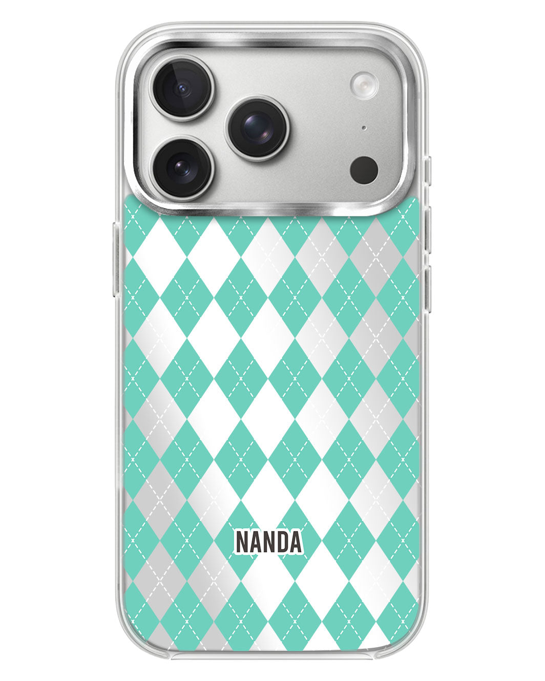 iPhone Mirror Case - Cotton Candy Argyle