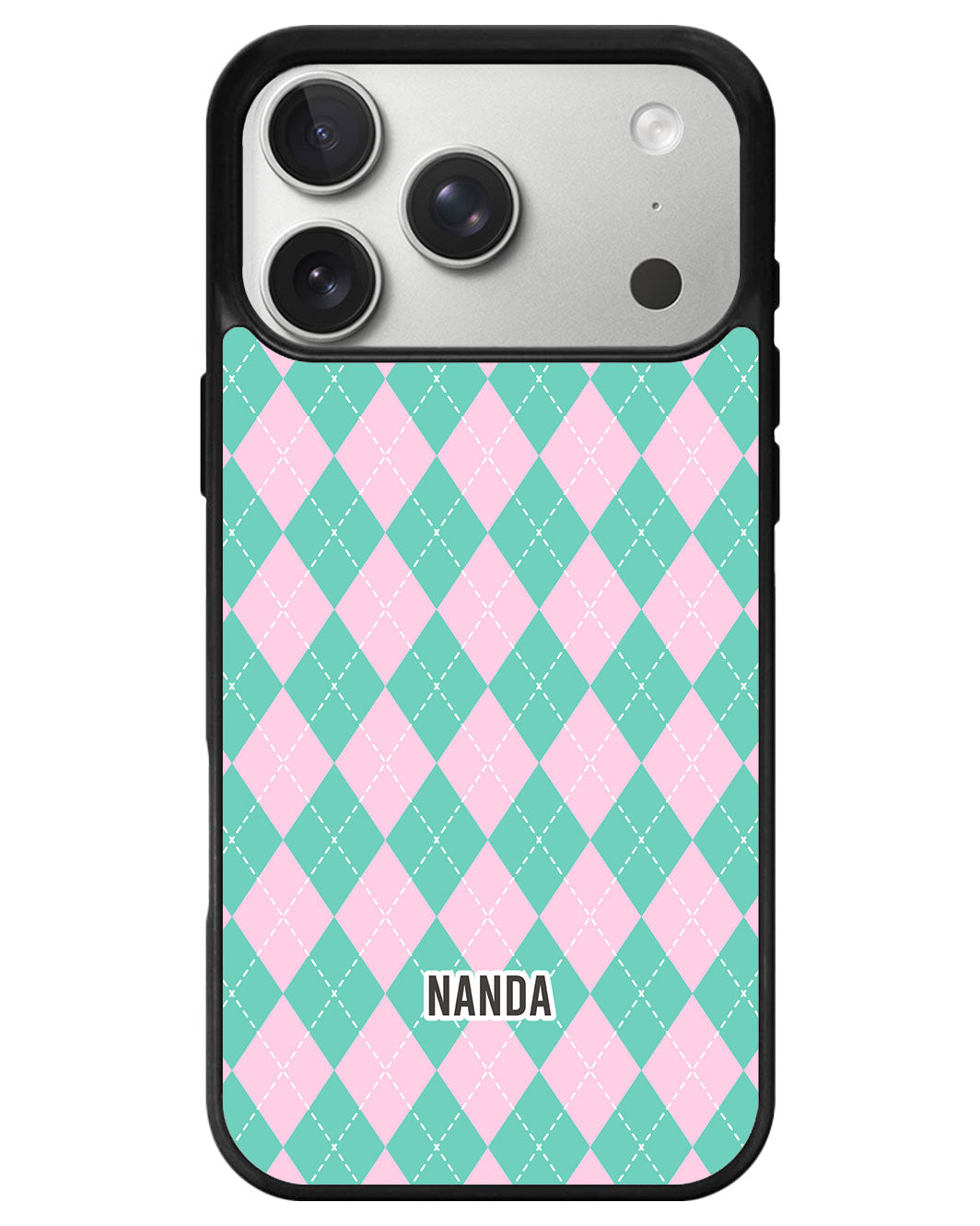 iPhone Premium Glam Case - Cotton Candy Argyle