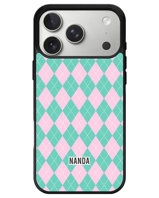 iPhone Premium Glam Case - Cotton Candy Argyle