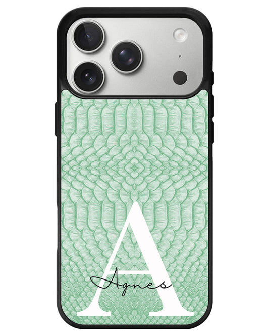 iPhone Premium Glam Case - Mint Green Serpentine