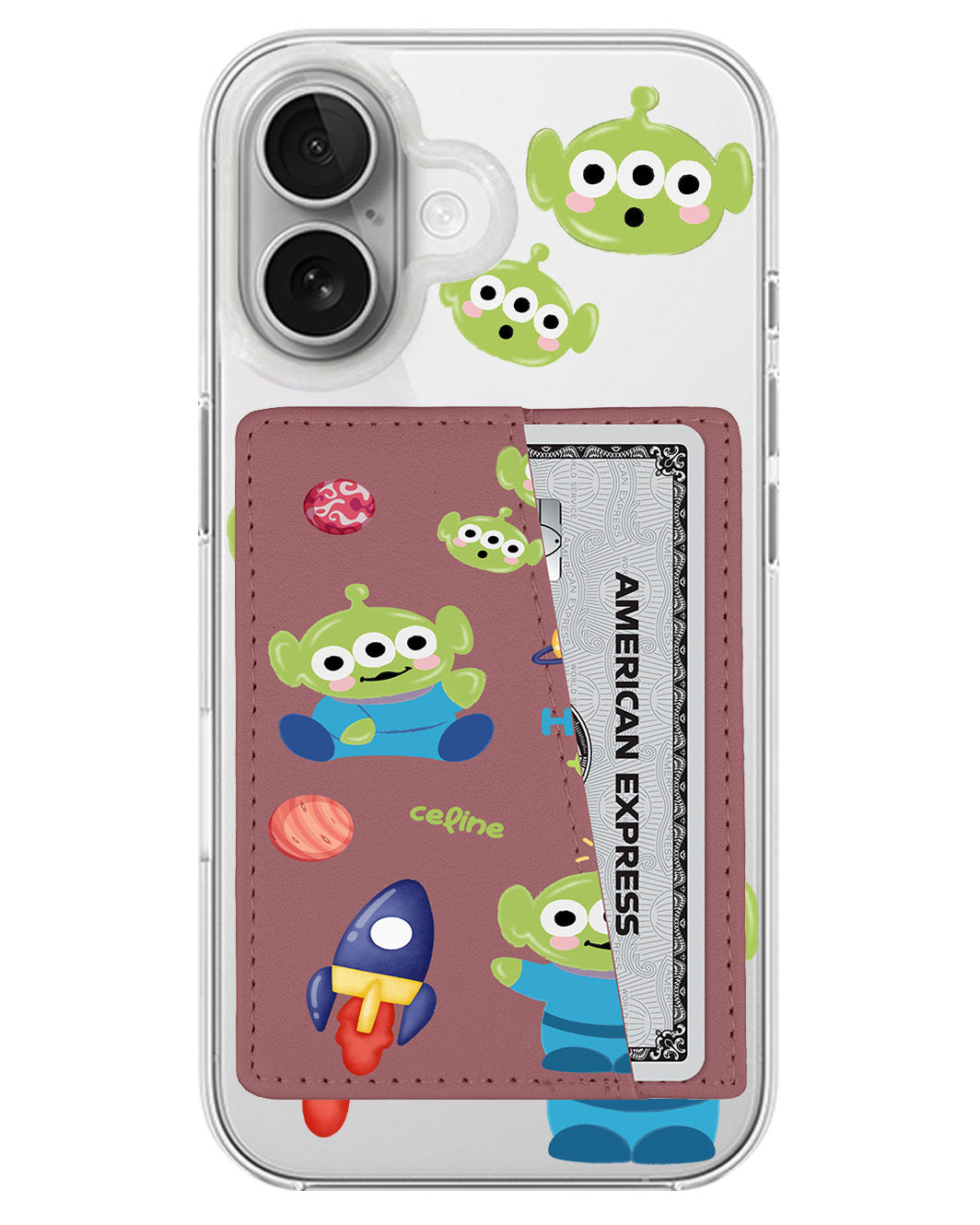 iPhone Leather Wallet Case - Little Green Men