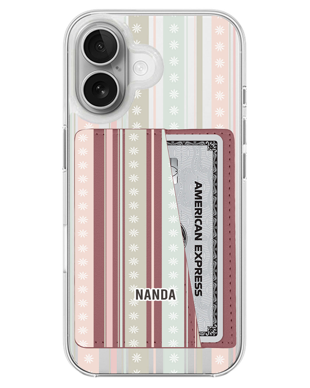 iPhone Leather Wallet Case - Soft Bloom Stripes