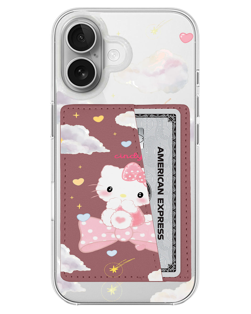 iPhone Leather Wallet Case - Cute Kitty