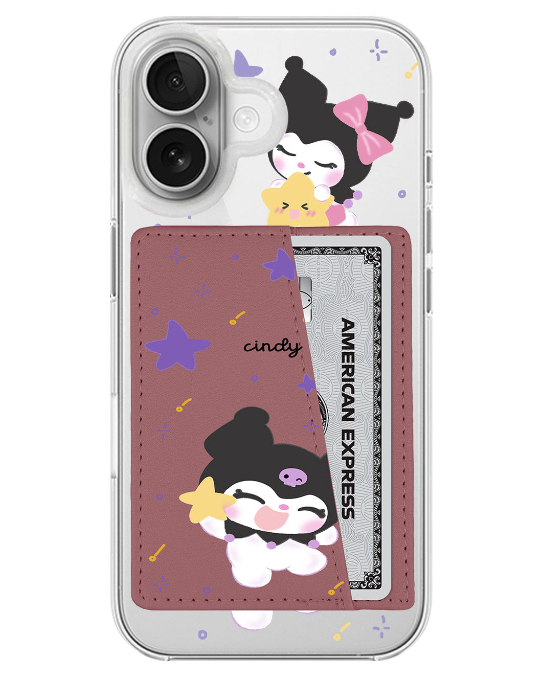 iPhone Leather Wallet Case - Kuromi Star