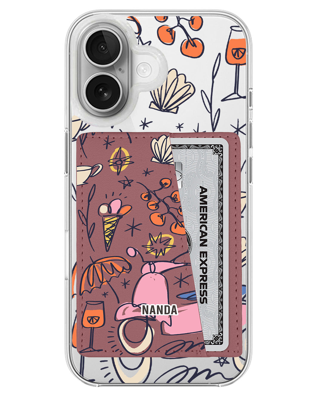 iPhone Leather Wallet Case - Vacation Scribbles