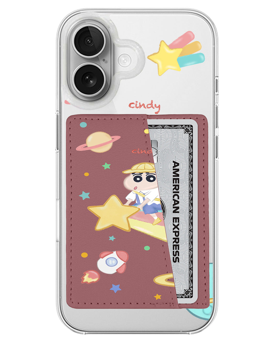 iPhone Leather Wallet Case - Shinchan Sky