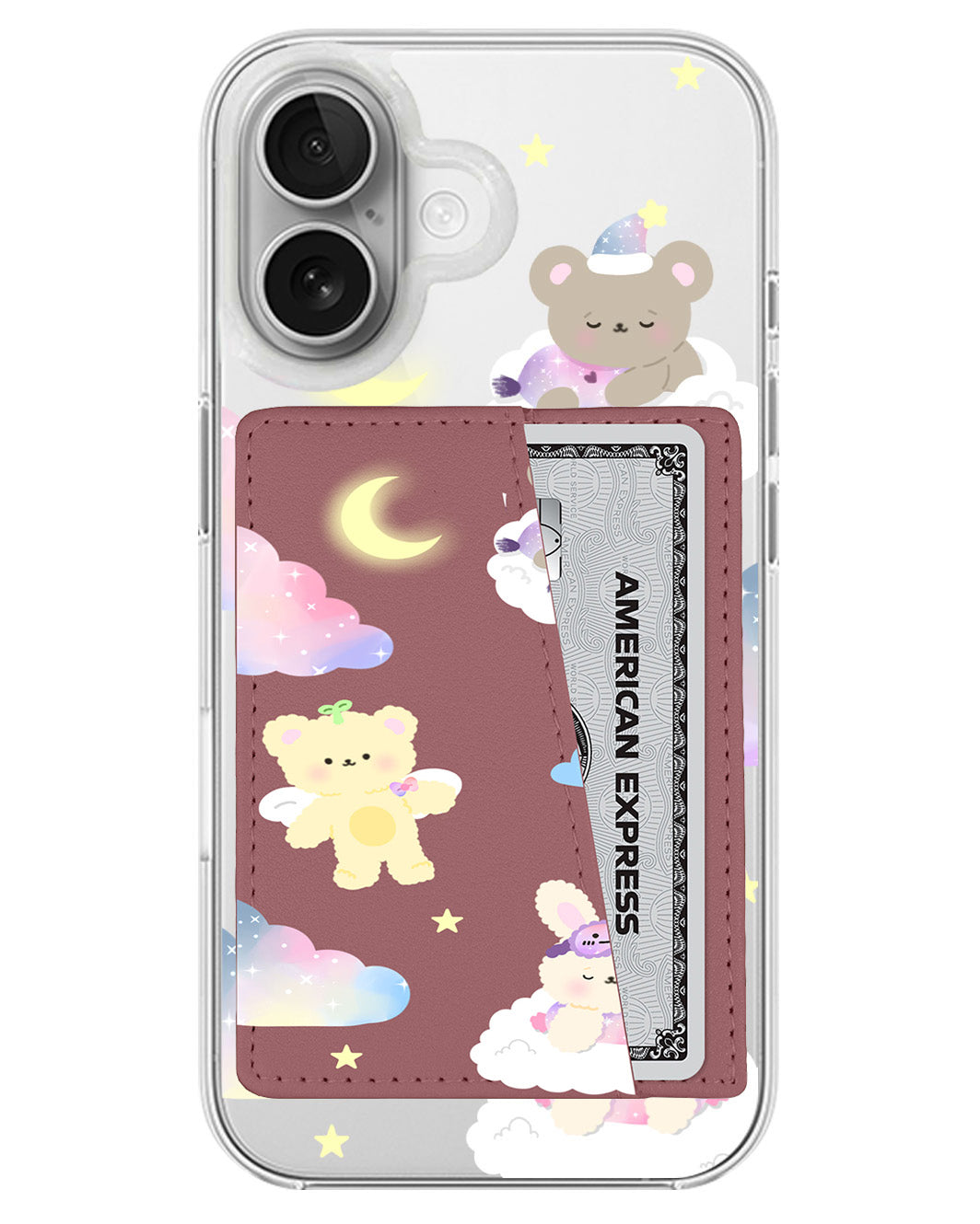 iPhone Leather Wallet Case - Sleeping Teddy