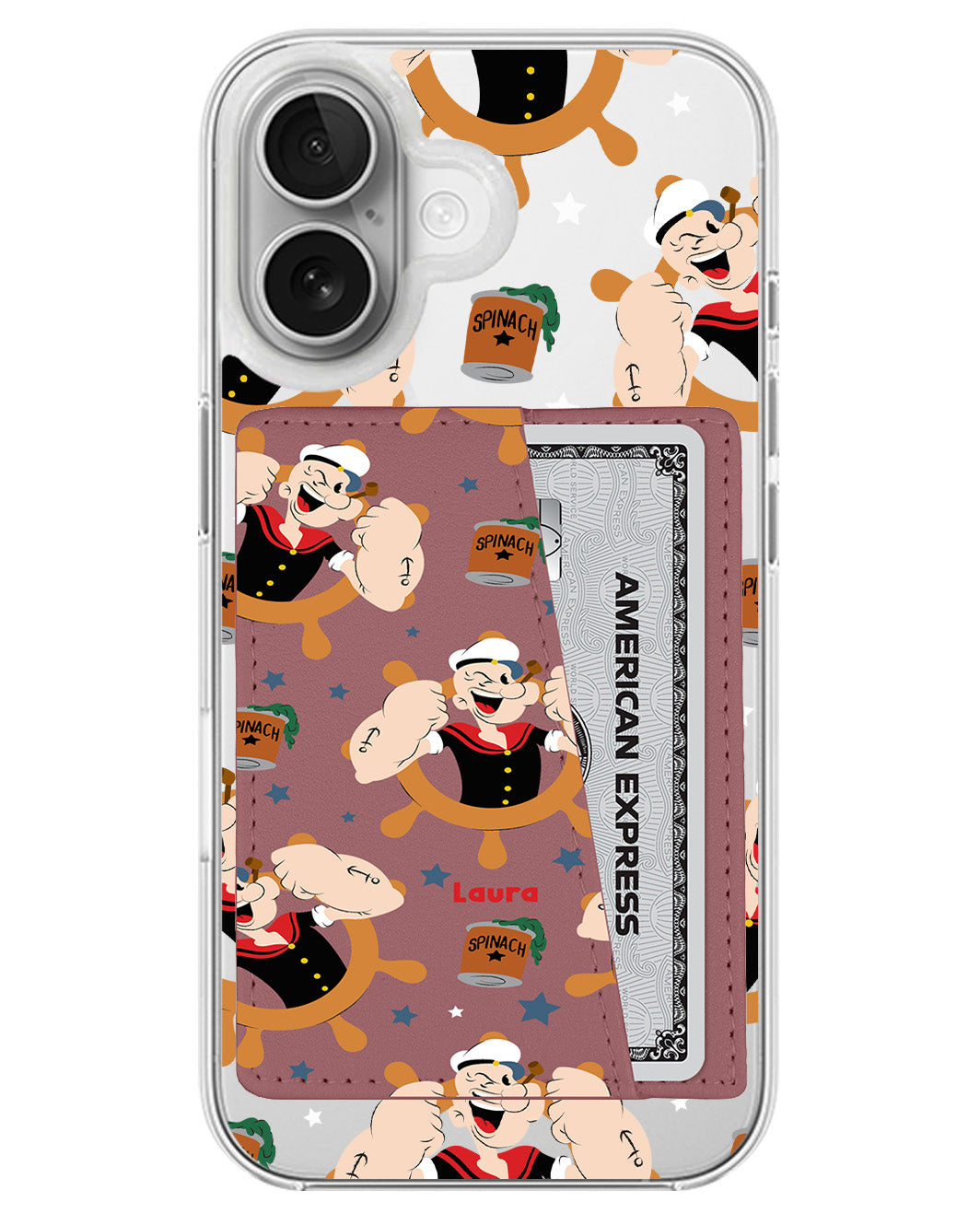 iPhone Leather Wallet Case - Popeye Pattern