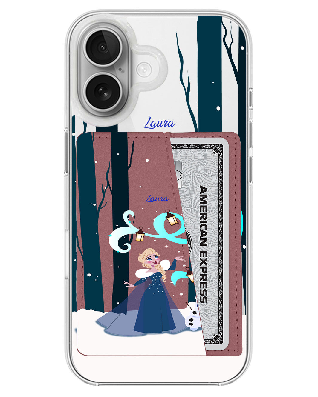 iPhone Leather Wallet Case - Elsa Olaf