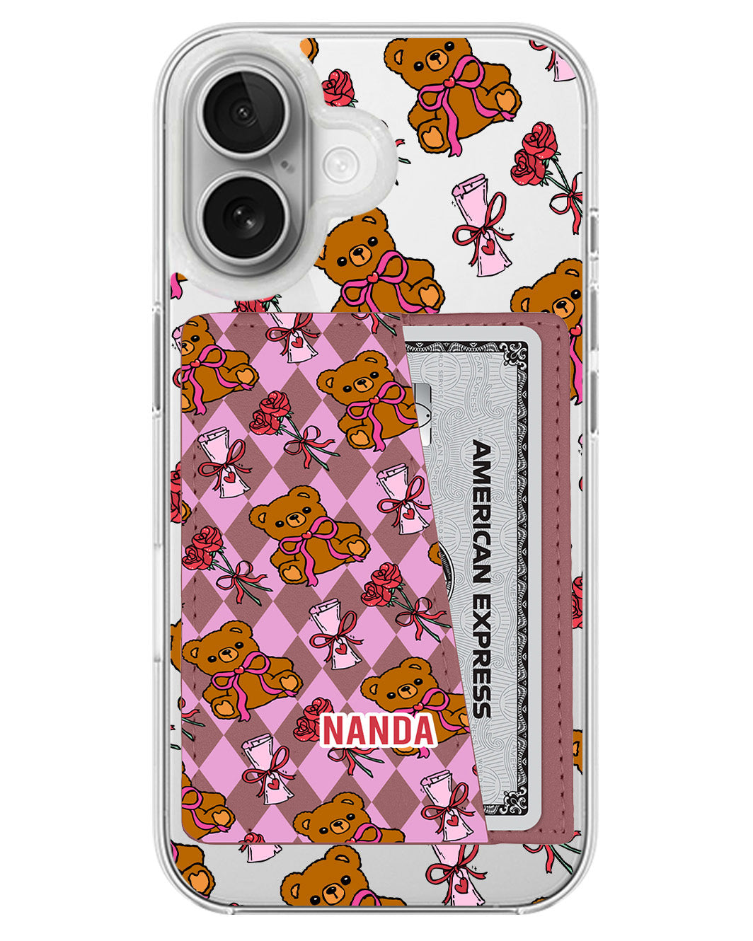 iPhone Leather Wallet Case - Sweet Teddy