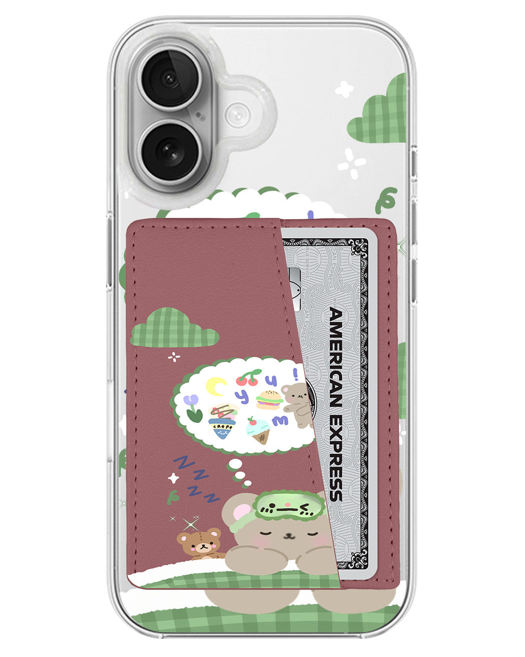 iPhone Leather Wallet Case - Dreaming Teddy