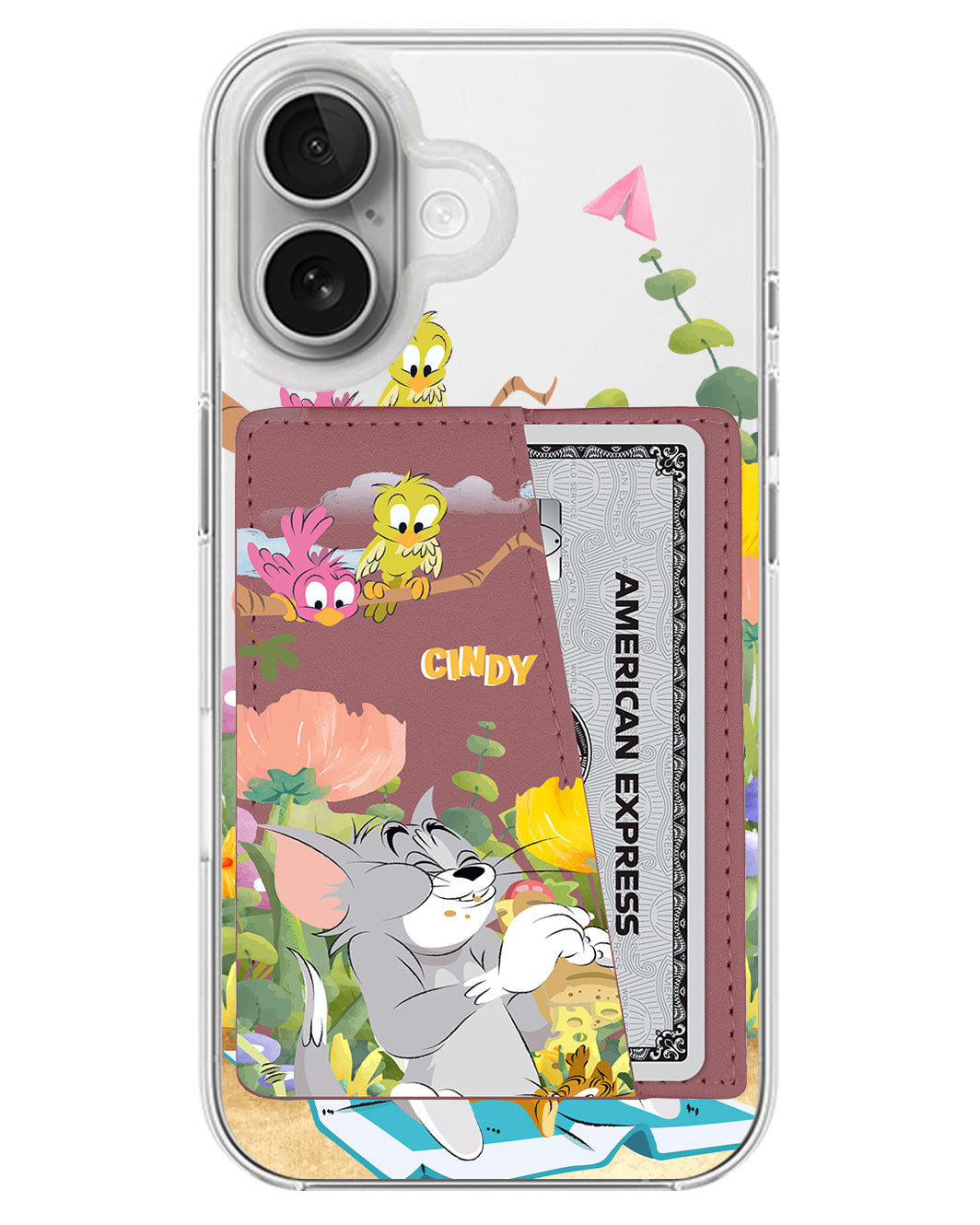 iPhone Leather Wallet Case - Tom And Jerry Picnic