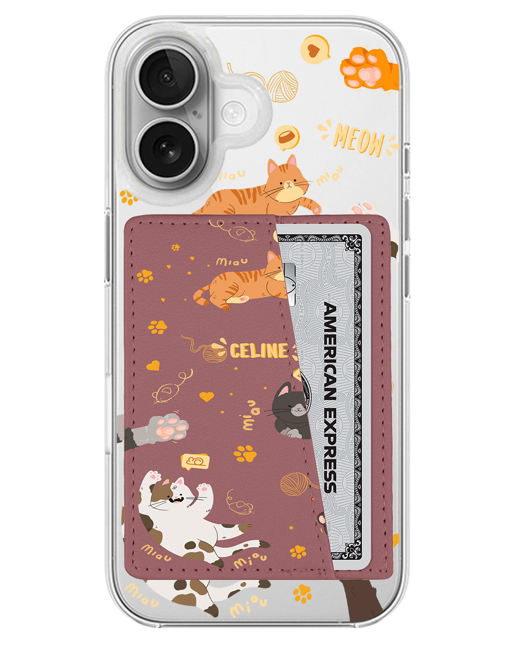 iPhone Leather Wallet Case - Miau Kitty